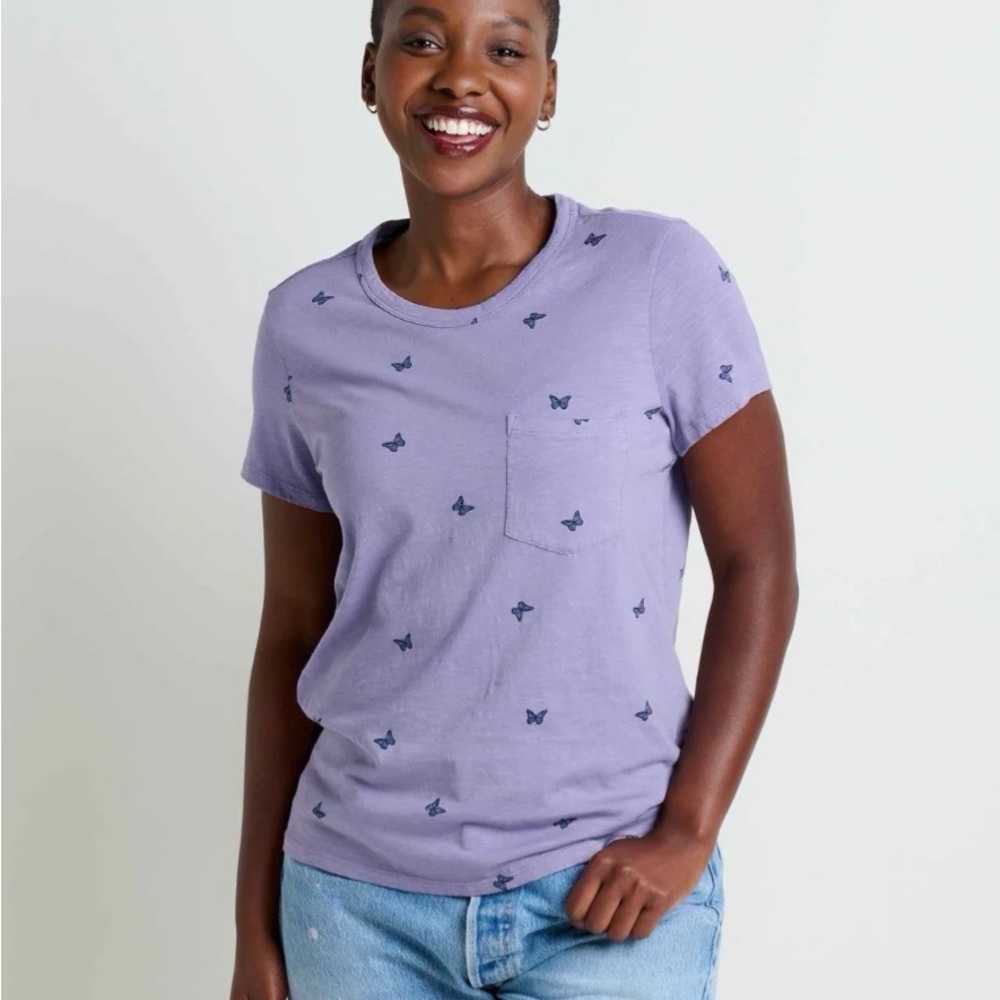 Toad&Co Lavender Butterfly Print Short Sleeve Tee
